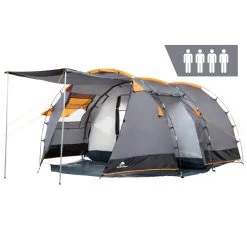 CampFeuer Zelt Super+ Für 4 Personen | Grau / Schwarz | 3000 Mm Wassersäule