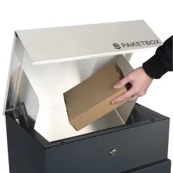 Zelsius Briefkasten Jordan Mit Paketfach, Pulverbeschichteter Stahl, RAL7016 Anthrazit, Edelstahl -Camping Store BK34 Paketbriefkasten Bild5 2000px 1280x1280