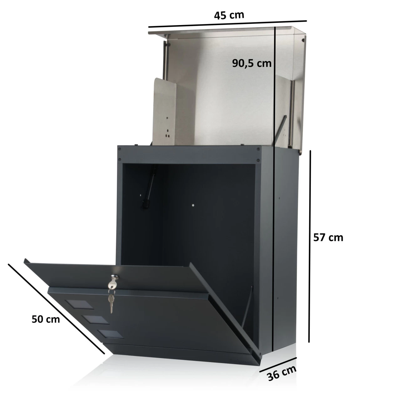 Zelsius Briefkasten-Set Mit Briefkasten Jordan Und Briefkastenständer, RAL 7016, Mit Rückholsperre 5 Zelsius Briefkasten-Set Mit Briefkasten Jordan Und Briefkastenständer, RAL 7016, Mit Rückholsperre – Bild 3