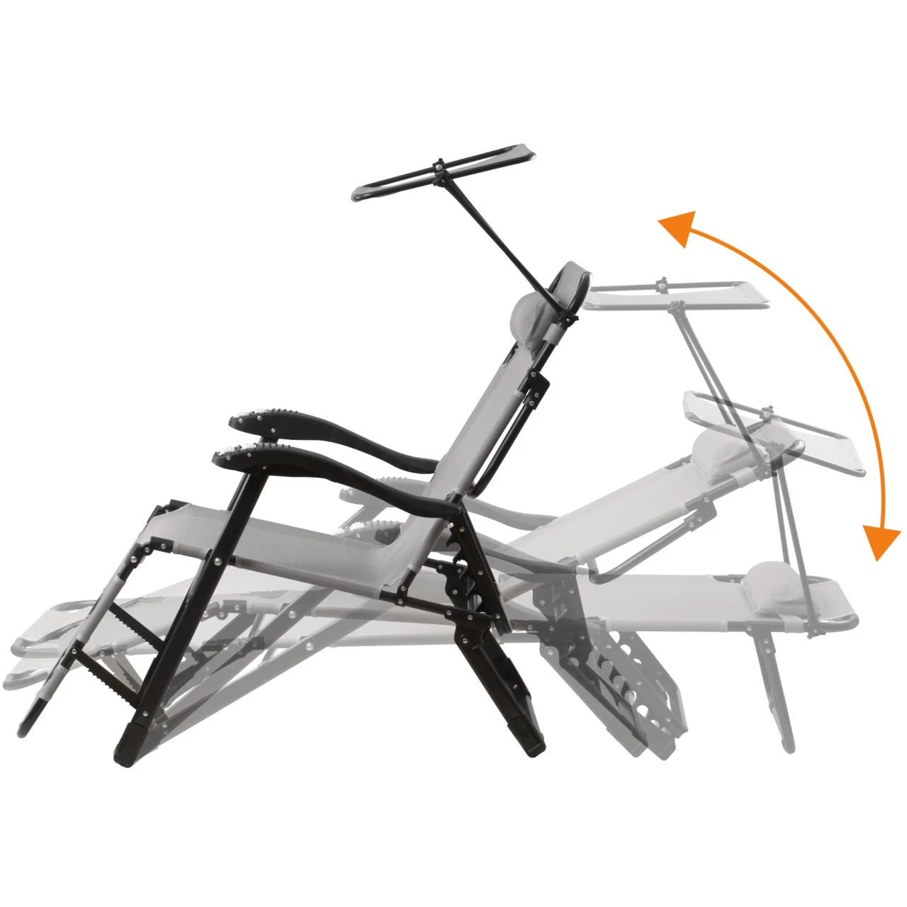 CampFeuer Sonnenliege Mit Dach, Grau, Alu Campingliege Mit Arm Massagerollen, Gartenliege Sonnendach 5 CampFeuer Sonnenliege Mit Dach, Grau, Alu Campingliege Mit Arm Massagerollen, Gartenliege Sonnendach – Bild 3