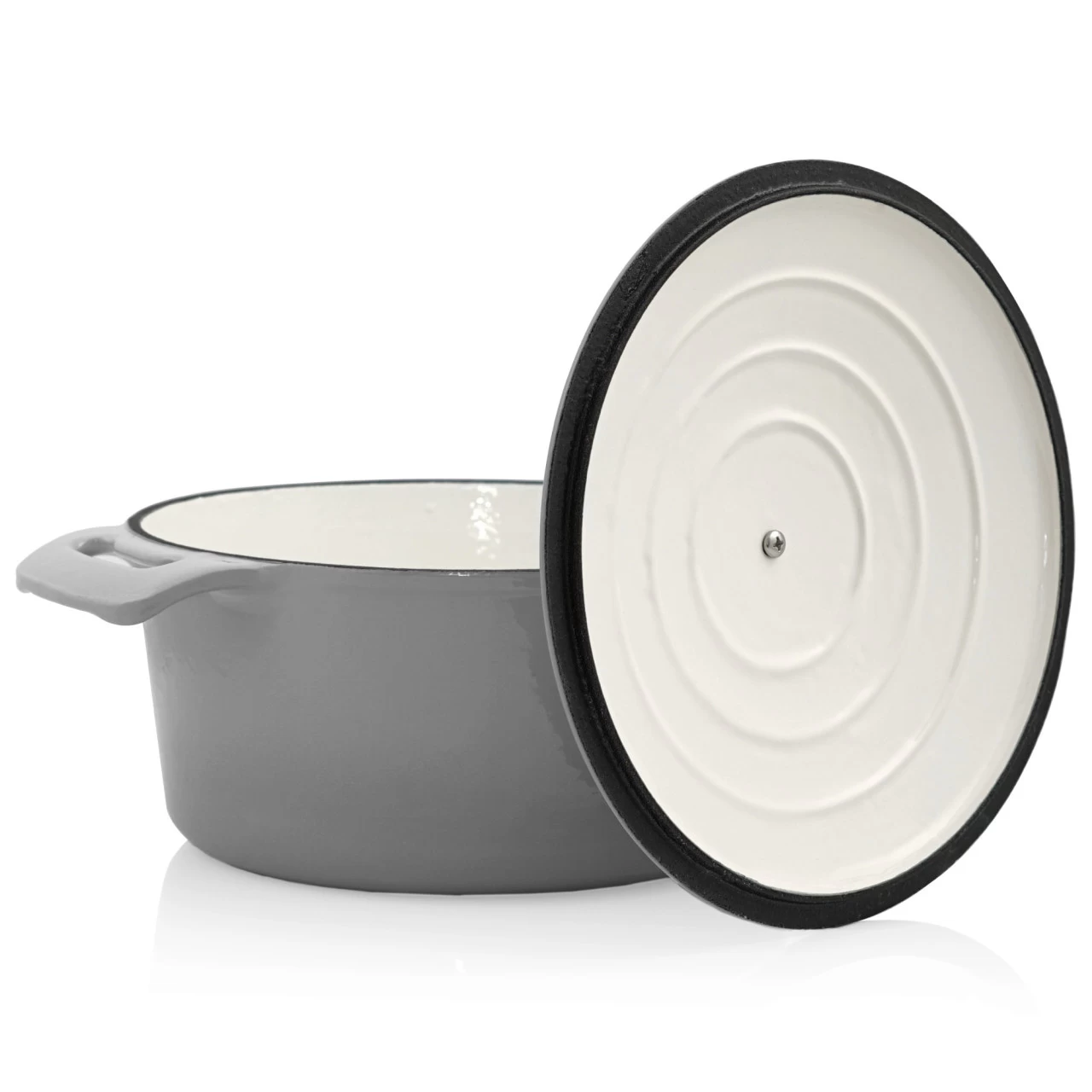 BBQ-Toro Cocotte | 4,0 Liter - Ø 24 Cm | Gusseisen, Emailliert, Grau 7 BBQ-Toro Cocotte | 4,0 Liter - Ø 24 Cm | Gusseisen, Emailliert, Grau – Bild 5