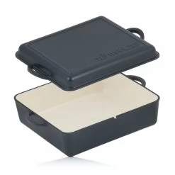 Mahlzeit Gusseisen Bräter Emailliert | 10,8 Liter | Blue Berry | Bräter 2in1 Mit Bratpfanne