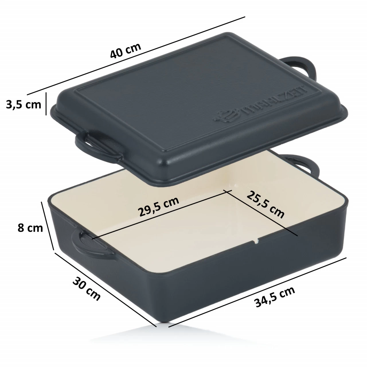Mahlzeit Gusseisen Bräter Emailliert | 10,8 Liter | Blue Berry | Bräter 2in1 Mit Bratpfanne 5 Mahlzeit Gusseisen Bräter Emailliert | 10,8 Liter | Blue Berry | Bräter 2in1 Mit Bratpfanne – Bild 3