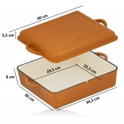 Mahlzeit Gusseisen Bräter Emailliert | 10,8 Liter | Sunny Orange | Bräter 2in1 Mit Bratpfanne -Camping Store DOSQEo dutch oven braeter emailliert masse 2000px 1280x1280 1