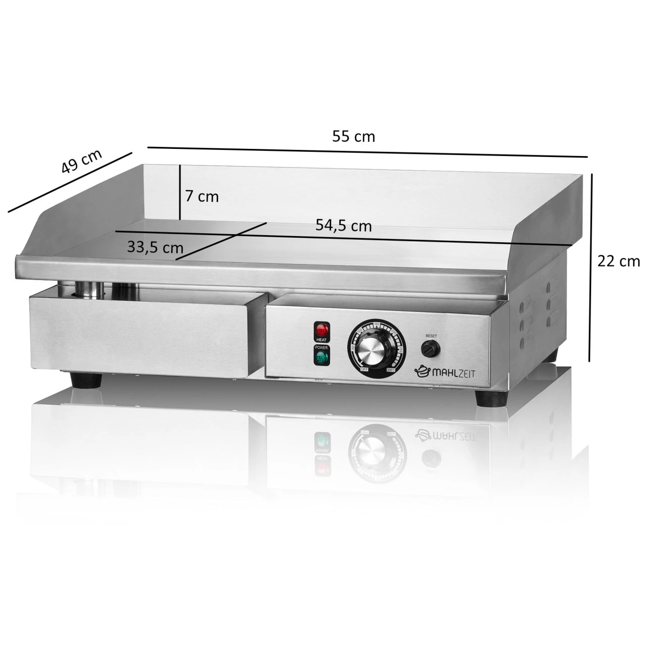 Mahlzeit Elektrische Edelstahl Grillplatte, 55 X 49 X 22 Cm, Bis 300 °C Beheizbar, Tischgrill 4 Mahlzeit Elektrische Edelstahl Grillplatte, 55 X 49 X 22 Cm, Bis 300 °C Beheizbar, Tischgrill – Bild 2