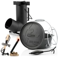 CampFeuer 6-teiliges Survival Set Mit Dutch Oven, Feuerstahl, Zunder Und Raketenofen