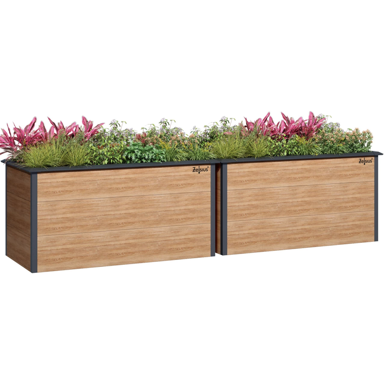 Zelsius Hochbeet Für Garten, 150 X 75 X 77 Cm, Holzoptik | Anthrazit RAL 7016 | Terrasse Oder Balkon 4 Zelsius Hochbeet Für Garten, 150 X 75 X 77 Cm, Holzoptik | Anthrazit RAL 7016 | Terrasse Oder Balkon – Bild 2