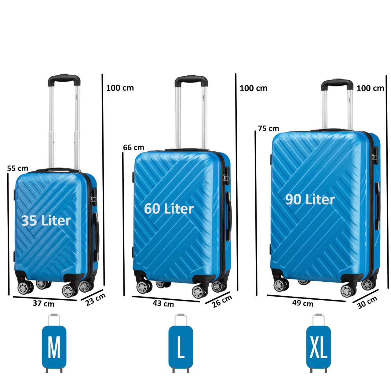 Zelsius Koffer Set 3 Stück, Blau, ABS Hartschalenkoffer Mit Zahlenschloss Und Innen Trennwand 4 Zelsius Koffer Set 3 Stück, Blau, ABS Hartschalenkoffer Mit Zahlenschloss Und Innen Trennwand – Bild 2