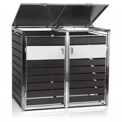 Zelsius Mülltonnenbox 3er Mülltonnen | 120 - 240 Liter | Anthrazit, Edelstahl -Camping Store MBOX7D muelltonnenbox Bild2 2000px 1280x1280 2