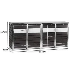 Zelsius Mülltonnenbox 4er Müllbox | 120 - 240 Liter | Anthrazit | Inkl. Erweiterungsmöglichkeit -Camping Store MBOX7D set muelltonnenbox Bild2 massbild 2000px 1280x1280