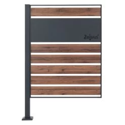 Zelsius Mülltonnenverkleidung, Anthrazit RAL7016, Sichtschutz, Dunkelbraune Holzoptik, Basiselement