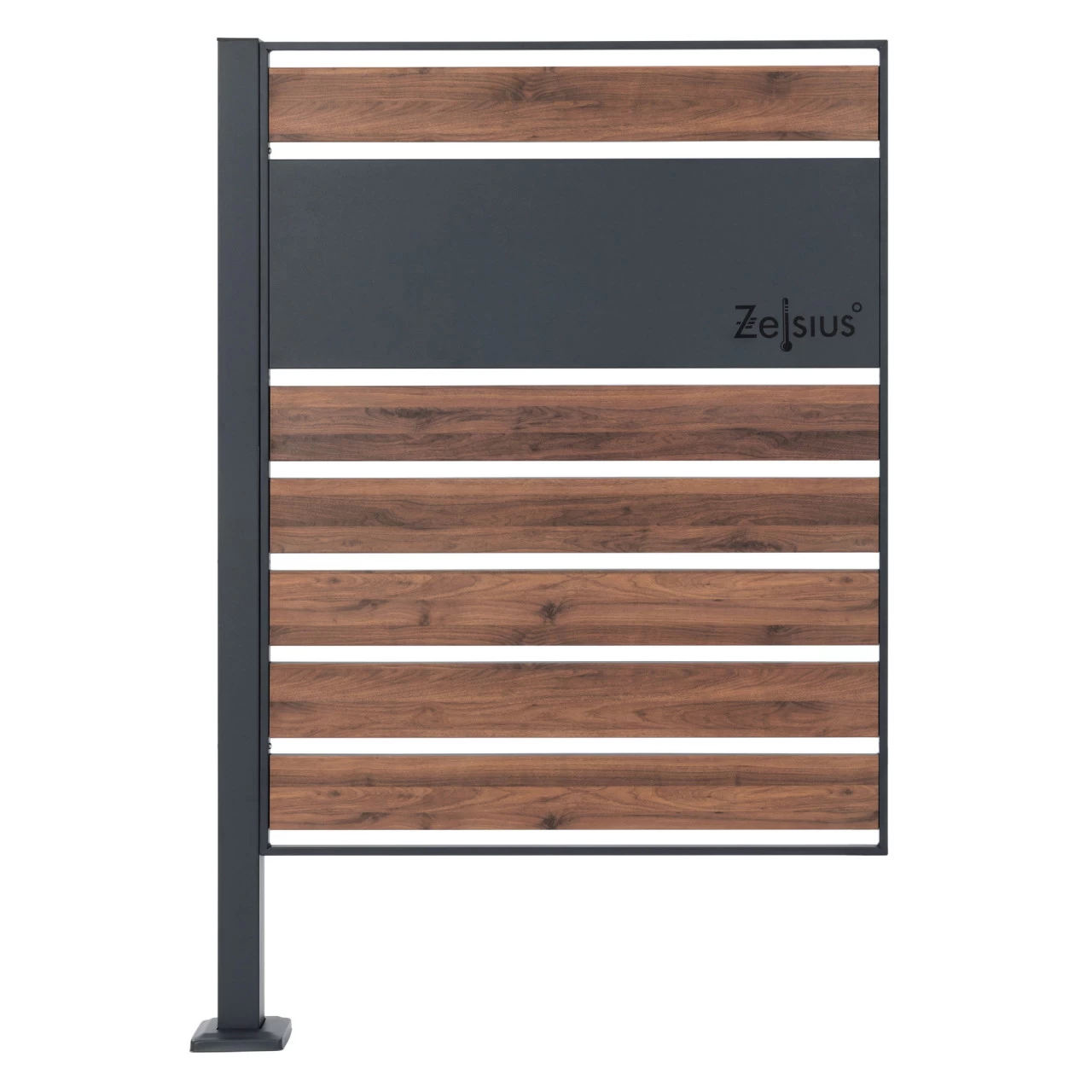 Zelsius Mülltonnenverkleidung, Anthrazit RAL7016, Sichtschutz, Dunkelbraune Holzoptik, Basiselement 3 Zelsius Mülltonnenverkleidung, Anthrazit RAL7016, Sichtschutz, Dunkelbraune Holzoptik, Basiselement