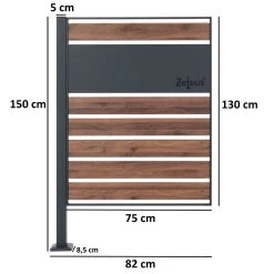 Zelsius Mülltonnenverkleidung Für 1 Mülltonne, Anthrazit RAL7016, Sichtschutz, Holzoptik -Camping Store MZAUN1E Muelltonnenzaunerweiterung Massbild 2000px 1280x1280 2