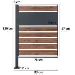 Zelsius Mülltonnenverkleidung, Anthrazit RAL7016, Sichtschutz, Dunkelbraune Holzoptik, Basiselement 13 Zelsius Mülltonnenverkleidung, Anthrazit RAL7016, Sichtschutz, Dunkelbraune Holzoptik, Basiselement -Camping Store MZAUN1E Muelltonnenzaunerweiterung Massbild 2000px neu 1280x1280