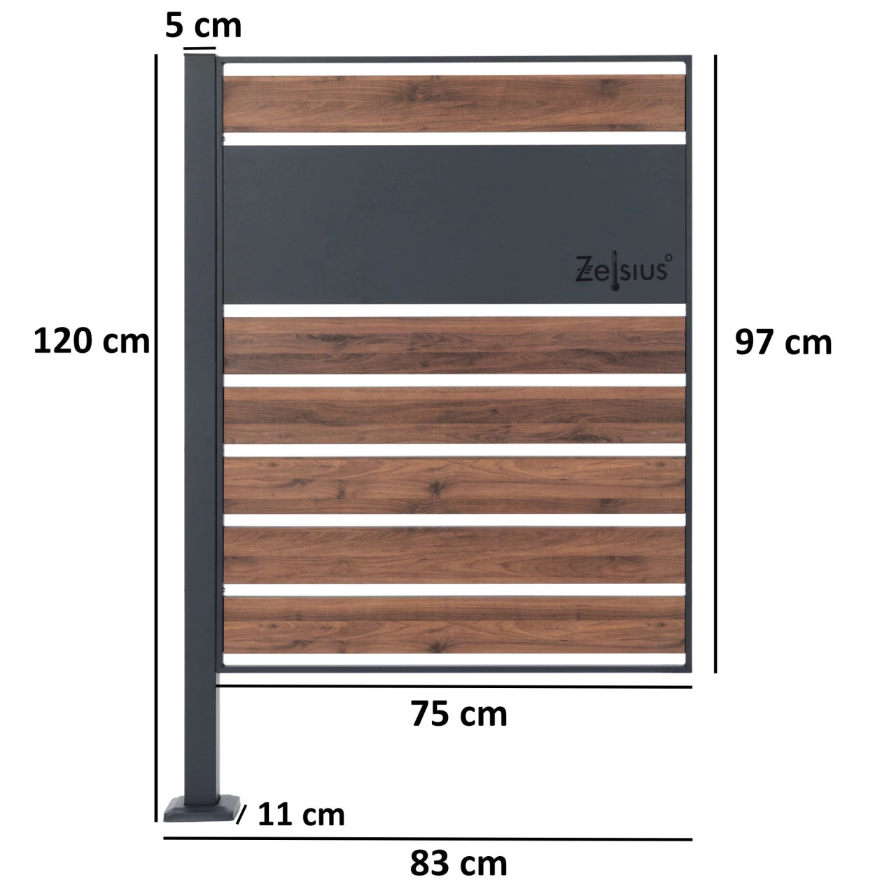 Zelsius Mülltonnenverkleidung, Anthrazit RAL7016, Sichtschutz, Dunkelbraune Holzoptik, Basiselement 6 Zelsius Mülltonnenverkleidung, Anthrazit RAL7016, Sichtschutz, Dunkelbraune Holzoptik, Basiselement – Bild 4