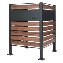 Zelsius Mülltonnenverkleidung Für 4 Mülltonnen, Anthrazit RAL7016, Sichtschutz, Holzoptik -Camping Store MZAUN1 Muelltonnenzaun Bild1 2000px 1280x1280