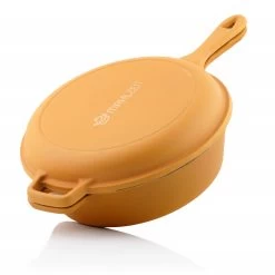 Mahlzeit Gusseisen Schmortopf | 4,4 Liter | Rund, Orange | Gusseisen Emailliert -Camping Store PAN1E emaillierter gusstopf orange bild2 2000px 1280x1280