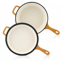 Mahlzeit Gusseisen Schmortopf | 4,4 Liter | Rund, Orange | Gusseisen Emailliert -Camping Store PAN1E emaillierter gusstopf orange bild4 2000px 1280x1280