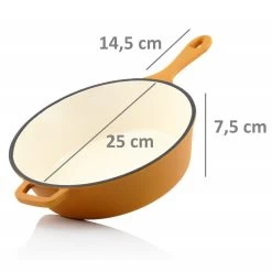 Mahlzeit Gusseisen Schmortopf | 4,4 Liter | Rund, Orange | Gusseisen Emailliert -Camping Store PAN1E emaillierter gusstopf orange massbild 2000px 1280x1280