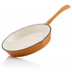 Mahlzeit 5-teiliges Pfannenset, Sunny Orange, Mit Grillpfannen, Grillplatte Und Paella Pfanne -Camping Store PAN25Eo bratpfanne emailliert bild1 2000px 1280x1280