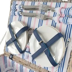 CampFeuer Picknickkorb 4 Personen Mit Geschirr-Set, 21-teilig, Weidenkorb Mit Kunstlederriemen -Camping Store PINIKO2 Picknickkorb Bild5 2000px 1280x1280