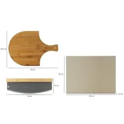 Mahlzeit 3-teiliges Pizza Set | 40 X 30 Cm | Pizzastein Mit Schaufel Und Messer -Camping Store PISET pizza set bild5 2000px 1280x1280