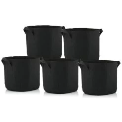 Zelsius Pflanzsack | 19 Liter - Schwarz | 5 Stück | Atmungsaktive Pflanztasche