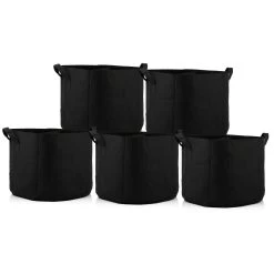 Zelsius Pflanzsack | 38 Liter - Schwarz | 5 Stück | Atmungsaktive Pflanztasche