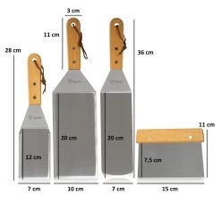 BBQ-Toro 4-teiliges Edelstahl Pfannenwender Set Mit Winkelpaletten Grillspachtel -Camping Store SPAT3 plancha kit masse 2000px 1280x1280