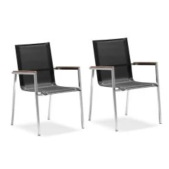 Zelsius 2x Gartenstuhl Aus Edelstahl, 55 X 56 X 88 Cm, Schwarz, Stuhl