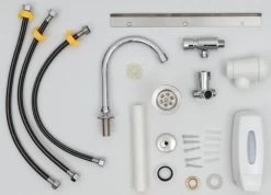 Mahlzeit Edelstahl Handwaschbecken Mit Kniebetätigung Und Seifenspender -Camping Store WB1 waschbecken bild4neu 2000px 1280x1280