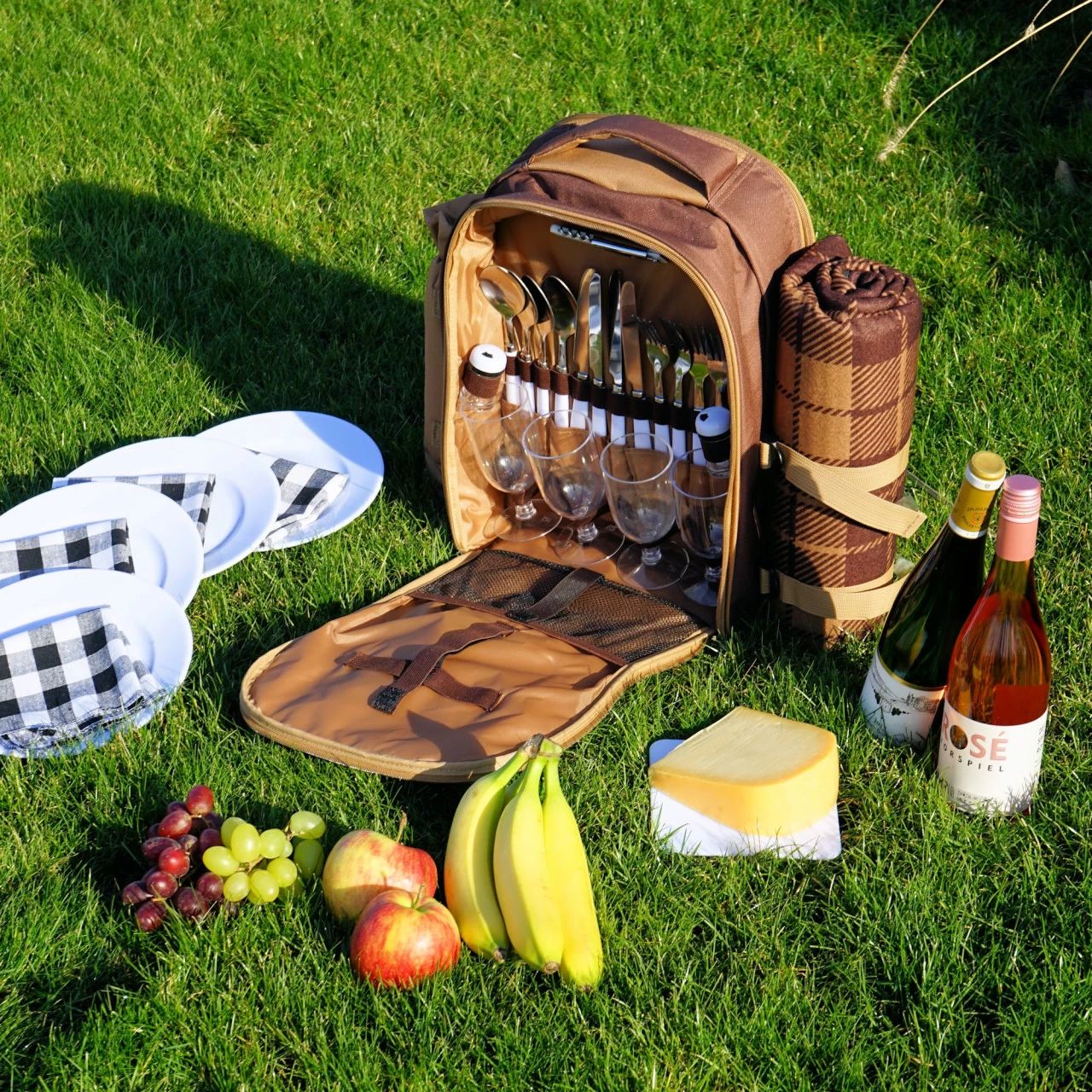 CampFeuer Picknickrucksack 4 Personen | Braun | Picknickset 32-teilig 4 CampFeuer Picknickrucksack 4 Personen | Braun | Picknickset 32-teilig – Bild 2