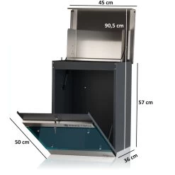 Zelsius Briefkasten Mississippi Mit Paketfach | Pulverbeschichteter Stahl | RAL7016 Anthrazit -Camping Store bk32 paketbox massbild 2000px 1280x1280 1