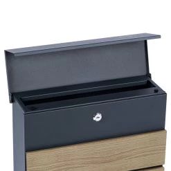 Zelsius Briefkasten Wood Mit Zeitungsfach Integrierter Soft-Close-Effekt RAL7016 Anthrazit Holzoptik -Camping Store bk35 wandbriefkasten bild6 2000px 1280x1280