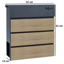 Zelsius Briefkasten Wood Mit Zeitungsfach Integrierter Soft-Close-Effekt RAL7016 Anthrazit Holzoptik -Camping Store bk35 wandbriefkasten massbild 2000px 1280x1280