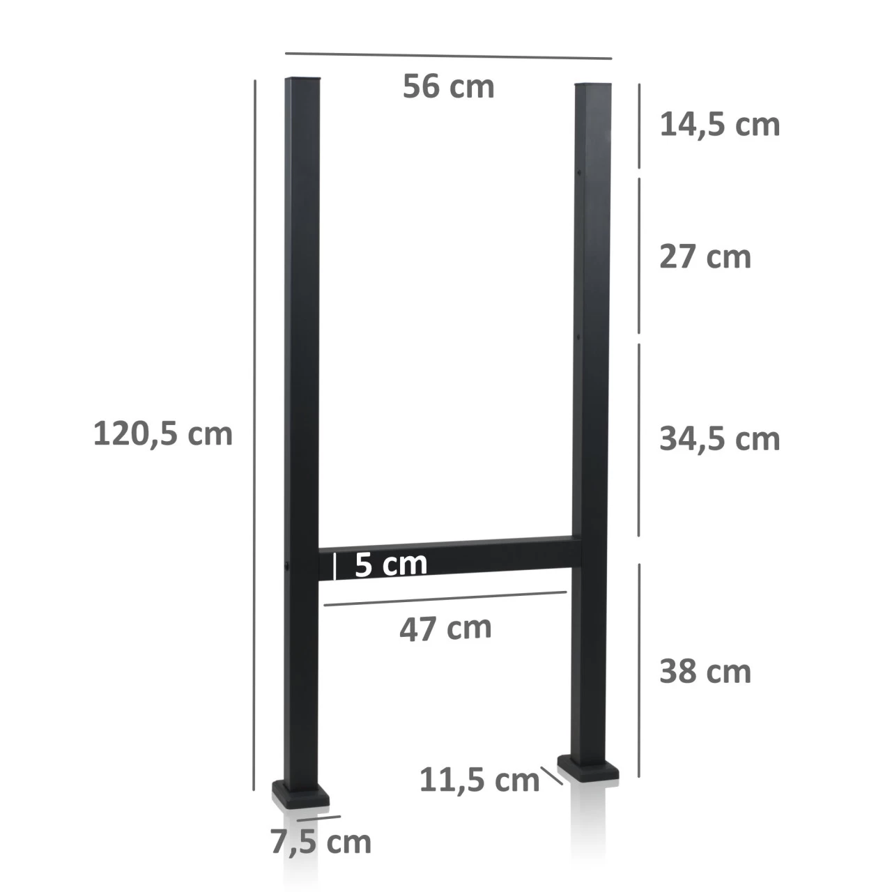 Zelsius Universal Stahl Briefkastenständer, RAL 7016 Anthrazit, Standfuß Für Wandbriefkasten 4 Zelsius Universal Stahl Briefkastenständer, RAL 7016 Anthrazit, Standfuß Für Wandbriefkasten – Bild 2