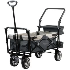 Zelsius Bollerwagen Faltbar Mit Dach, Grau, Transportwagen Mit Gurtsystem, Strandbollerwagen -Camping Store bolle1b bollerwagen bild6 2000px 1280x1280