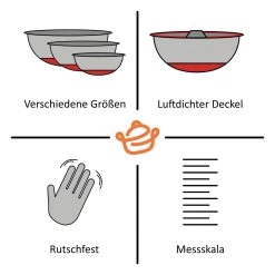 Mahlzeit Edelstahl Schüssel Set Mit Deckel, Küchenschüssel, 3 Stück | 1,6 L | 3 L | 4,6 L -Camping Store bowl set1 dreierset schuessel set bild10 2000px 1280x1280