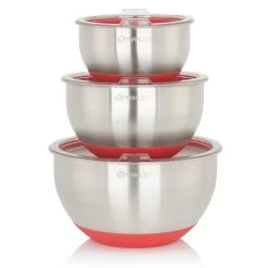 Mahlzeit Edelstahl Schüssel Set Mit Deckel, Küchenschüssel, 3 Stück | 1,6 L | 3 L | 4,6 L