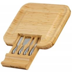Mahlzeit Bambus Käsebrett Mit Käsemesser | 36 X 34 X 5 Cm | Käseplatte Holz