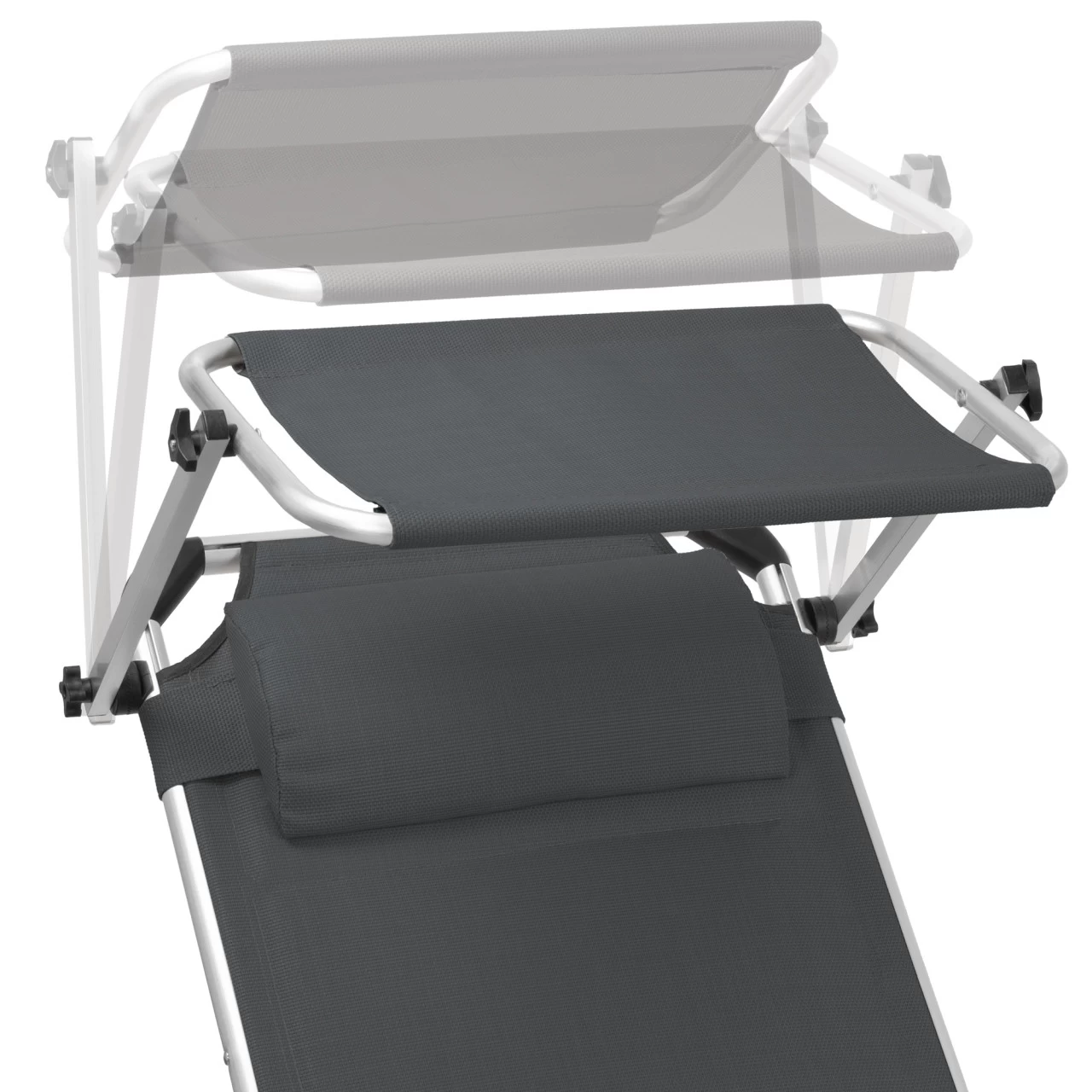 CampFeuer Sonnenliege Mit Dach, Anthrazit, Alu Campingliege, Gartenliege Mit Sonnendach 5 CampFeuer Sonnenliege Mit Dach, Anthrazit, Alu Campingliege, Gartenliege Mit Sonnendach – Bild 3