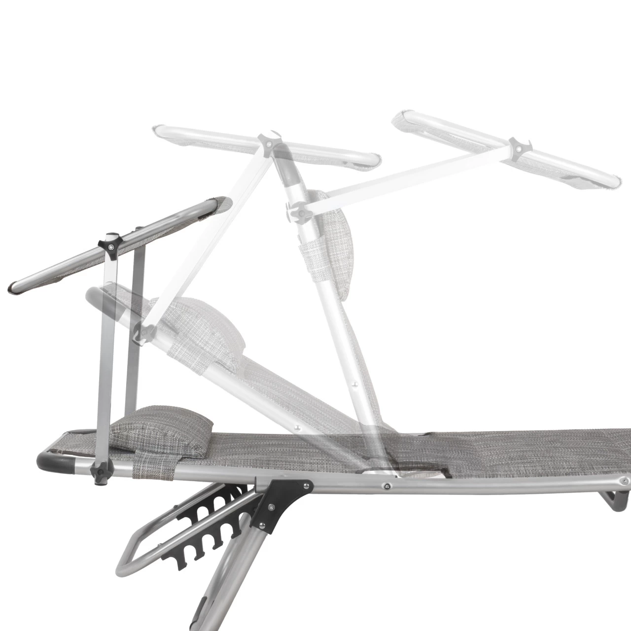 CampFeuer Sonnenliege Mit Dach, Grau Meliert, Alu Campingliege, Gartenliege Mit Sonnendach 6 CampFeuer Sonnenliege Mit Dach, Grau Meliert, Alu Campingliege, Gartenliege Mit Sonnendach – Bild 4