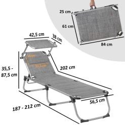CampFeuer Sonnenliege Mit Dach, Grau Meliert, Alu Campingliege, Gartenliege Mit Sonnendach 10 CampFeuer Sonnenliege Mit Dach, Grau Meliert, Alu Campingliege, Gartenliege Mit Sonnendach -Camping Store cali13m Gartenliege mit Sonnenschutz massbild 2000px 1280x1280