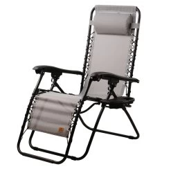 CampFeuer Sonnenliege, Grau, Alu Campingliege, Liegestuhl, Gartenliege Mit Getränkefach