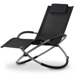 CampFeuer Relaxliege, Schwarz, Gartenliege Klappbar Sonnenliege Schaukelsessel Schwungliege