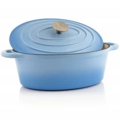 BBQ-Toro Gusseisen Cocotte | 4,3 L | Blau, Oval | Emaillierter Gusseisen Bräter -Camping Store co09B cocotte bild2 2000px 1280x1280