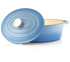 BBQ-Toro Gusseisen Cocotte | 4,3 L | Blau, Oval | Emaillierter Gusseisen Bräter -Camping Store co09B cocotte bild3 2000px 1280x1280
