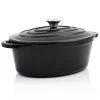 BBQ-Toro Gusseisen Cocotte | 4,3 L | Schwarz, Oval | Gusseisen Bräter Emailliert
