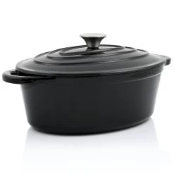 BBQ-Toro Gusseisen Cocotte | 4,3 L | Schwarz, Oval | Gusseisen Bräter Emailliert