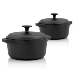 BBQ-Toro Gusseisen Cocotte Set | 3 Liter Und 4 Liter | Rund | Bräter Mit Deckel